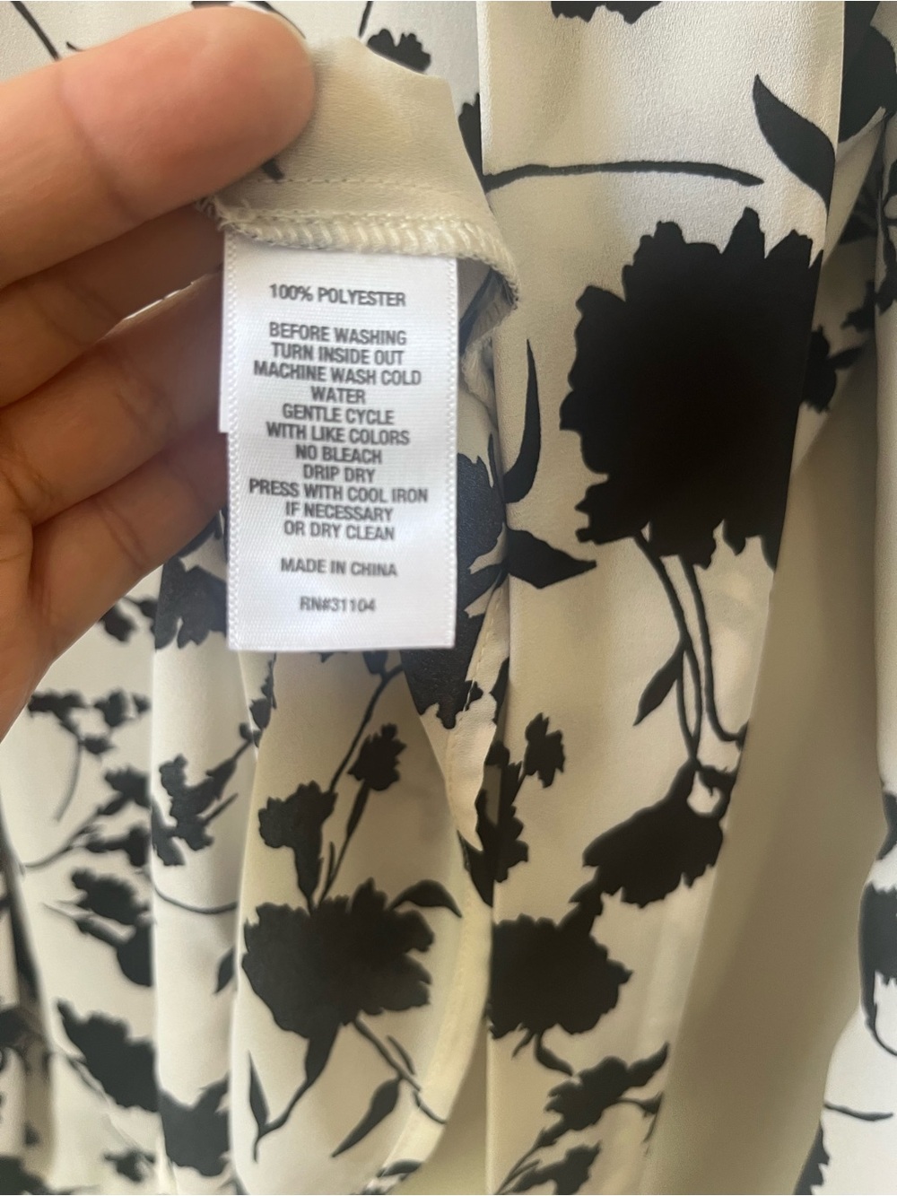 The Limited Black and White Floral Tie-Neck Blouse - Picture 6 of 6